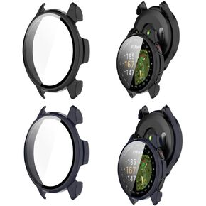 2 حزمة حزمة تغطية للكمبيوتر الشخصي متوافق مع Garmin النهج S50 ، واقي شاشة واقي شاشة القشرة المدمجة في فيلم زجاجي مقسى تغطية كاملة (أسود+حليب أبيض) in Kuwait