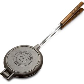 ROME Chuckwagon Cast Iron Waffle Iron For BBQ Grill and Campfire Use, 1028