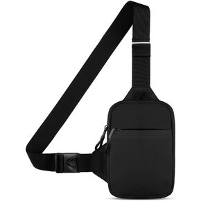 Crossbody Sling Bag Chest Bag Dual Pocket Water Resistant Fanny Pack Running Phone Holder for Men Women Workout Travellin