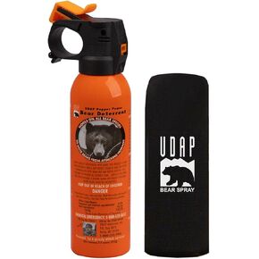 UDAP Pepper Power 12VHP Safety Orange Bear Spray Self Defense Deterrent with Hip Holster and Belt for Camping, Hiking, Fishing, Powerful Blast Pattern, 30 feet Fog Barrier, 7.9 oz