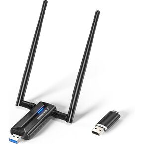 USB WiFi 6E Adapter AX3000M, USB 3.0 WiFi Adapter for Desktop PC Dongle 802.11AX Tri-Band 6G/5G/2.4G Dual 5dBi Support OS Windows 11/10 64bits (U Disk Included)