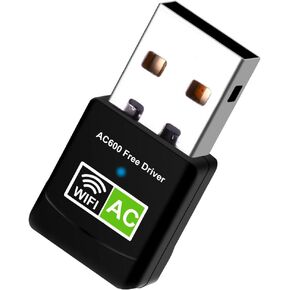 Driver Free USB WiFi Adapter for Desktop PC 600Mbps Dual Band 2.4G 5.8G Wireless Network Adapter, Wi-Fi Dongle Compatible with Windows 11/10/8/7/XP/Vista-Black