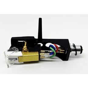 Cartridge and Stylus, Conical needle and Black Headshell with mounting bolts for Technics SL-1200, SL-1210, SL-1600, SL-1610, SL-1700, SL-235, SL-23A, SL-B2, SL-B202