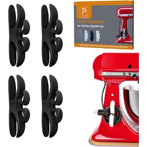 4 Pack Cord Organizer for Kitchen Appliances, Stick On Appliance Wire Organizer Wire Wrapper for Kitchen Appliances Stand Mixers (Black)