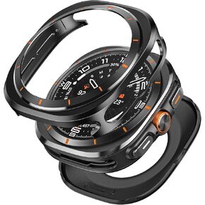 VeveXiao 2 in 1 Metal Rugged Case Compatible with Samsung Galaxy Watch 7 Ultra Case, Aluminum Shockproof Protective Bumper Cover for Galaxy Watch 7 Ultra (2024) 47mm Metal Cover (Blue White 1)