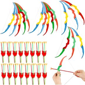 16 Sets Kids Plastic Bow and Arrow Toy Small Bow and Arrow Shooter Mini Arrow Shooter Toys for Boys Girls Sports Target Outdoor Game Sport Party Favors Gifts