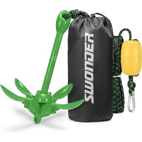 Swonder Kayak Anchor, 3.5lbs Folding Anchor Kit w/ 40ft Rope & Storage Bag, Complete Accessories Kit for Kayak, Paddle Board, Jet Ski and Small Boats in Kuwait