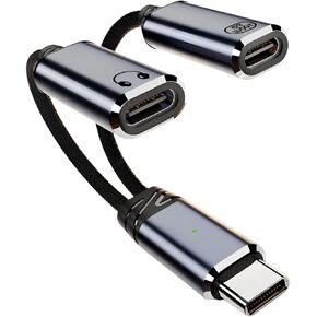USB C Splitter, Dual USB C Headphone and Charger Adapter Audio Dongle Cable Cord with PD 100W Fast Charging for iPhone 16/15 Series, iPad, MacBook, Galaxy S25/S24 and More