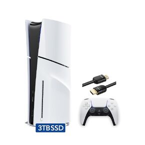 PlayStation 5 Slim Disc مع تخزين SSD 3 تيرابايت ، وحدة تحكم DualSense اللاسلكية - نظام ألعاب PS5 ، أبيض (متجدد) [لعبة فيديو]