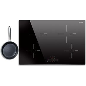Karinear 12 Inch Induction Cooktop 2 Burners, Built-in Induction Stovetop with Flex Zone,Child Safety Lock, Timer, Pause, Slider Control Black Glass Electric Cooktop 220V 3500W(come with a pot)