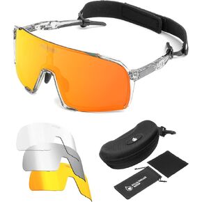 Pickleball Glasses for Women & Men - ANSI Z87.1 Pickleball Safety Glasses with 3 Lenses, Adjustable Nosepads, Head Strap, & Protective Case - Pickleball Protective Eyewear