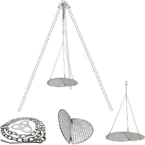 Camping Grill Grate: Foldable Campfire Cooking Equipment for Fire Pit, Portable Essential Camping Tripod Cooking Gear for Campers, Hikers (Middle)
