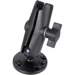 1" Ball Double Socket Arm with AMPS Hole Round Plate Base, Aluminum Alloy Arm&Drill Base, Compatible with RAM Mounts 1 Inch Ball Components, for Bike Car Motorcycle Phone Mount (4.53" Length)