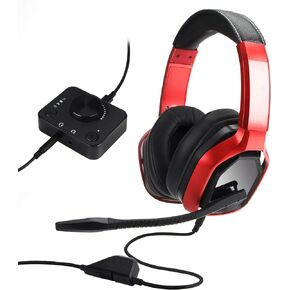 Amazon Basics Gaming Headset for PC and Consoles (Xbox, PS4) with Desktop Mixer – Red