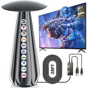 2000+ Miles Range TV Antenna Indoor, 2025 HDTV Antenna for Smart TV, Digital Antenna for Local Channels with Signal Amplifier, Supports 4k 8k 1080p All TVs -38ft Coax Cable