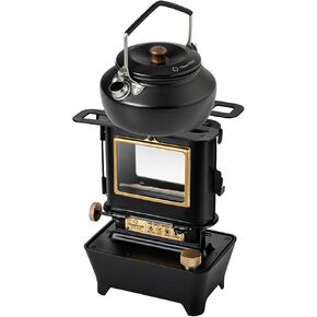 Camping Oil Lantern & Kettle, Outdoor Campfire Set, Black
