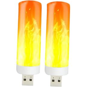 NUOBESTY 2Pcs USB Flame Effect LED Night Light Adorable Night Lamp for Bedroom Bathroom Home Decor Nightlight Warm Atmosphere Lighting for Adults