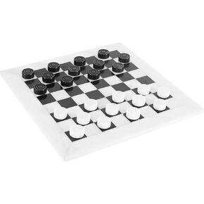 Radicaln Marble Checkers Board Game 15 Inches White and Black Handmade Tournament Checker Set - Draughts Board Games