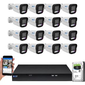 GW Security 16 Channel 12MP NVR 4K 25FPS Two-Way Audio Security Camera System - 16 8MP Face Recognition NDAA & TAA Compliant Bullet Cameras, 10 Smart AI Functions, Pre-Installed 4TB Hard Drive