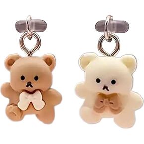 2 Pcs Cute USB C Dust Plug, Cartoon Bear Type C Dust Plug Cover, Type C Dust Plug with Bear Pendants, Phone Charging Port Protector, USB C Anti Dust Cover for Cell Phone