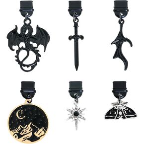Charms for Kindle - 6pcs Dust Plug Charm Type C for Kindle, Black Dragon-Style Dust Plug Charm for Kindle Compatible with Phone Type C/Usb C Charging Port, Gift for Actor Book Lover Bookish