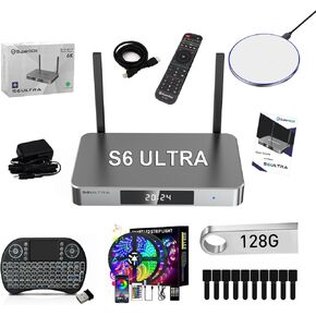 S6 Elite Ultra, 4GB RAM+128GB ROM, Wi-Fi 6, Voice Remote, with 4 Accessory(128USB Flash Disk+Minikeyboard+LED+Voice Remote)