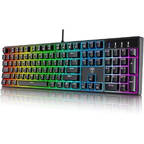 RGB Mechanical Gaming Keyboard Wired - 104 Key Blue Switch Keyboard with Durable ABS Keycaps, 20 Lighting Modes & Backlit, Anti-Ghosting N-Key Rollover, Spill-Resistant for PC/Mac (Black)