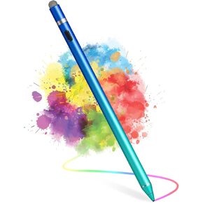Stylus Pen for Touchscreen - 1.5mm Ultra-Fine Tip Stylus Pen for iPad Pro, Air | Magnetic Cap | 12H Battery | No Bluetooth | Compatible with iPhone, Android, Chromebook, Tablets (White Purple)