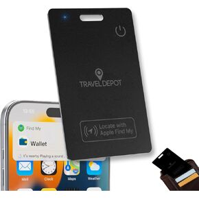 Wallet Tracker Card w/Wireless Charging [Apple MFi Certified] Rechargeable Thin Wallet Finder w/Find My (iOS Only), Item Finder for Luggage Tags, GPS Bluetooth Tracking, 80-100dB Alert