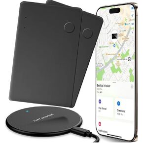 SmartCard Wallet (2 Pack), Bluetooth GPS Tracking Card, Compatible with Apple Find My App, Rechargeable Thin GPS Item Finder for Wallet, Luggage Tag, Passport, Smart Bluetooth Tracking, Black