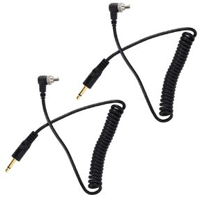 Akozon 3.5mm Male Flash Sync Cable Camera Coiled Cord with Screw Lock for Digital Cameras