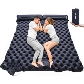 Camping Double Sleeping Pad,Ultralight Self Inflating Sleeping Mat for 2 Person with Pillow Built-in Foot Pump,Portable Camping Air Mat for Backpacking, Hiking, Traveling, Tent(Green)