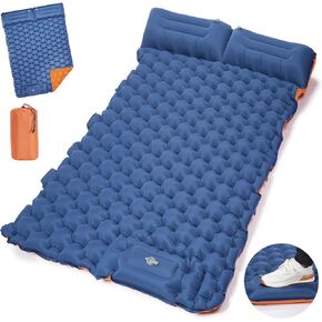 CAMULAND Sleeping Pad, Camping Mattress with Pillow Built-in Foot Pump self Inflating Inflatable Mat Compact for Camping Backpacking Hiking Traveling Tent