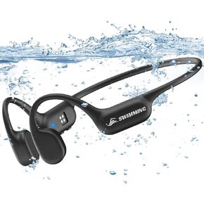 Swimming Headphones IP68 Waterproof, Bone Conduction Headphones MP3 Player Built-in 32G Memory, Bluetooth 5.4 Wireless Headset, Open Earphones Sports Suitable for Running, Cycling, Exercise