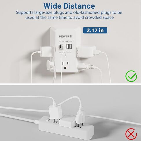 موسع منفذ كهربائي مع منافذ USB (2C2A) ، مخرج جدار دافئ مع ضوء ليلي ، واقي زيادة ، محول توصيل الجدار لأجهزة متعددة ، موسع المقبس الجدران in Saudi Arabia