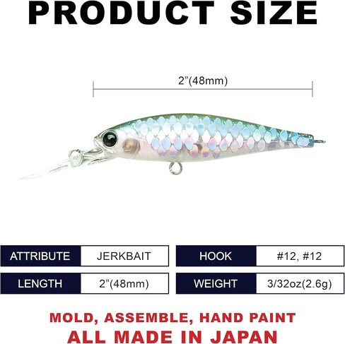 LUCKY CRAFT Pointer 48DD Fishing Lures for Freshwater, 2" Deep-Diving Suspending Jerkbait, Trout and Bass Lures, 3–4ft Depth, Precision Freshwater Fishing Gear and Accessories for Tackle Box in Saudi Arabia