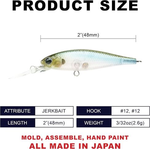 LUCKY CRAFT Pointer 48DD Fishing Lures for Freshwater, 2" Deep-Diving Suspending Jerkbait, Trout and Bass Lures, 3–4ft Depth, Precision Freshwater Fishing Gear and Accessories for Tackle Box in Saudi Arabia