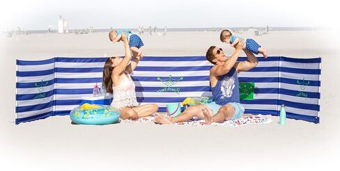 Premium 20 ft Beach Windscreen, Privacy Screen, Wind Blocker - Original Nautical, Free Rubber Mallet and Carry Bag Included in Saudi Arabia