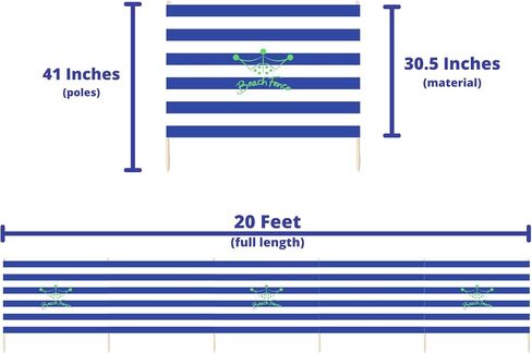 Premium 20 ft Beach Windscreen, Privacy Screen, Wind Blocker - Original Nautical, Free Rubber Mallet and Carry Bag Included in Saudi Arabia