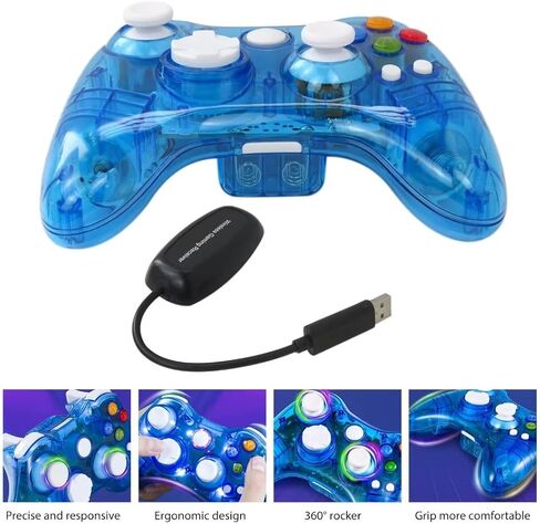 USONLINE911 2.4 جيجا هرتز وحدة تحكم اللاسلكي اللاسلكي متوافق مع وحدة التحكم Xbox 360 ، وألعاب Joypad مع تصميم عصا التناظرية غير متناظرة و 360 ° Operivilection. in Kuwait