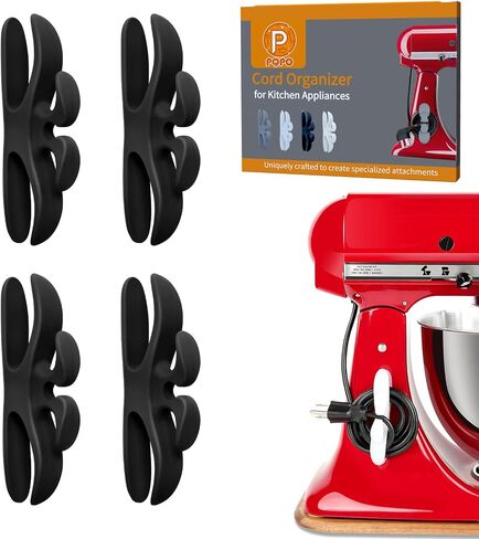 4 Pack Cord Organizer for Kitchen Appliances, Stick On Appliance Wire Organizer Wire Wrapper for Kitchen Appliances Stand Mixers (Black) in Kuwait