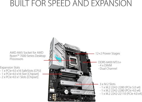 Asus ROG Strix B650-A Gaming WiFi AMD B650 AM5 DDR5 6400 DP HDMI 3x M2 USB3.2 WiFi 6E + BT AURA RGB 2.5Gbit LAN ATX Armoury Crate, AI Suite 3, PCIe Slot Q-Release in Saudi Arabia