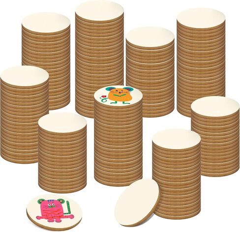 Jyongmer 100 Pieces Unfinished Wood Circle - 2 inch Round Disc Blank Natural Wooden Cutout Ornaments for Decoration DIY Craft Art Supplies, 0.11 inch Thick in Kuwait