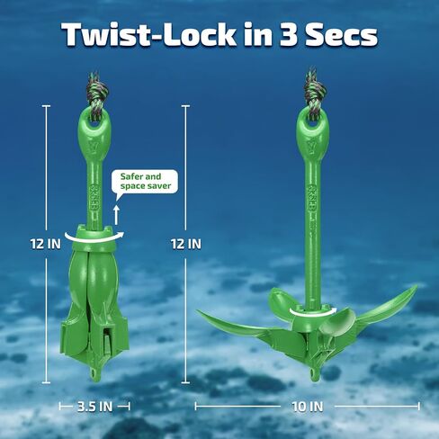 Swonder Kayak Anchor, 3.5lbs Folding Anchor Kit w/ 40ft Rope & Storage Bag, Complete Accessories Kit for Kayak, Paddle Board, Jet Ski and Small Boats in Kuwait