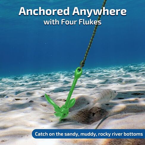 Swonder Kayak Anchor, 3.5lbs Folding Anchor Kit w/ 40ft Rope & Storage Bag, Complete Accessories Kit for Kayak, Paddle Board, Jet Ski and Small Boats in Kuwait