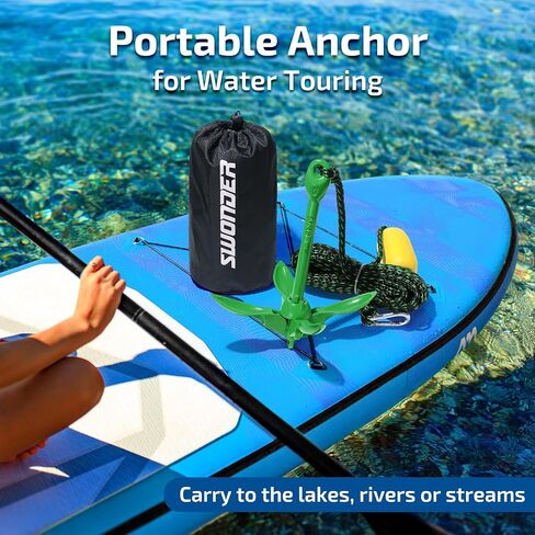 Swonder Kayak Anchor, 3.5lbs Folding Anchor Kit w/ 40ft Rope & Storage Bag, Complete Accessories Kit for Kayak, Paddle Board, Jet Ski and Small Boats in Kuwait