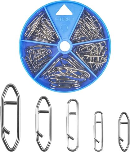 Power Clips Fishing Snaps Set High Strength Stainless Steel Quick Change Connector Swivels Tackle Fish Lure Attachement Freshwater Saltwater in Kuwait