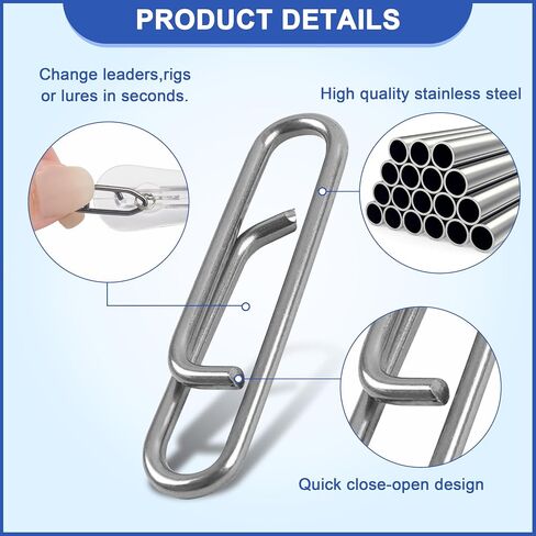 Power Clips Fishing Snaps Set High Strength Stainless Steel Quick Change Connector Swivels Tackle Fish Lure Attachement Freshwater Saltwater in Kuwait