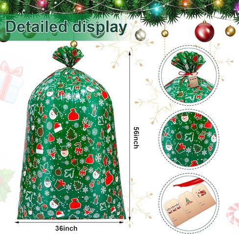 ONESING 6 Pcs Large Gift Bag Christmas Gift Bags 36"x56" Christmas Goodie Bags Giant Gift Bag for Kids Toys with 3 Labels and Ties, Color C in Saudi Arabia
