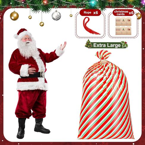 ONESING 6 Pcs Large Gift Bag Christmas Gift Bags 36"x56" Christmas Goodie Bags Giant Gift Bag for Kids Toys with 3 Labels and Ties, Color C in Saudi Arabia